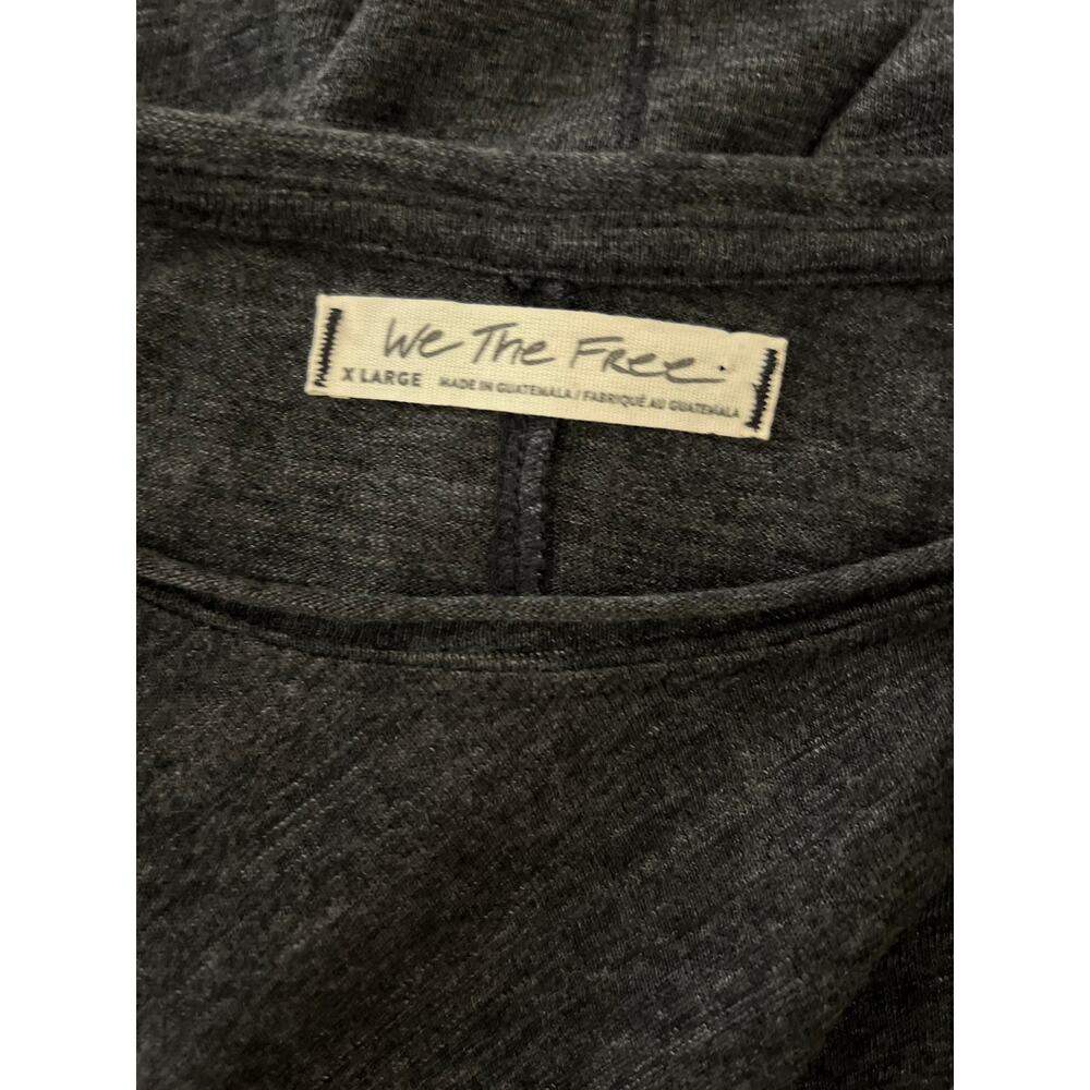 Free People We The Free Natasha Top XL Gray Slub Knit Ruched Long Sleeve Boho - Picture 9 of 12